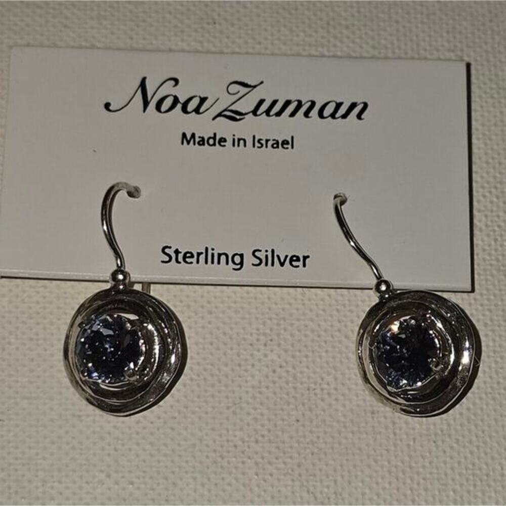 Noa Zuman Sterling Silver Filigree Large Swarovski Crystal Earrings New!